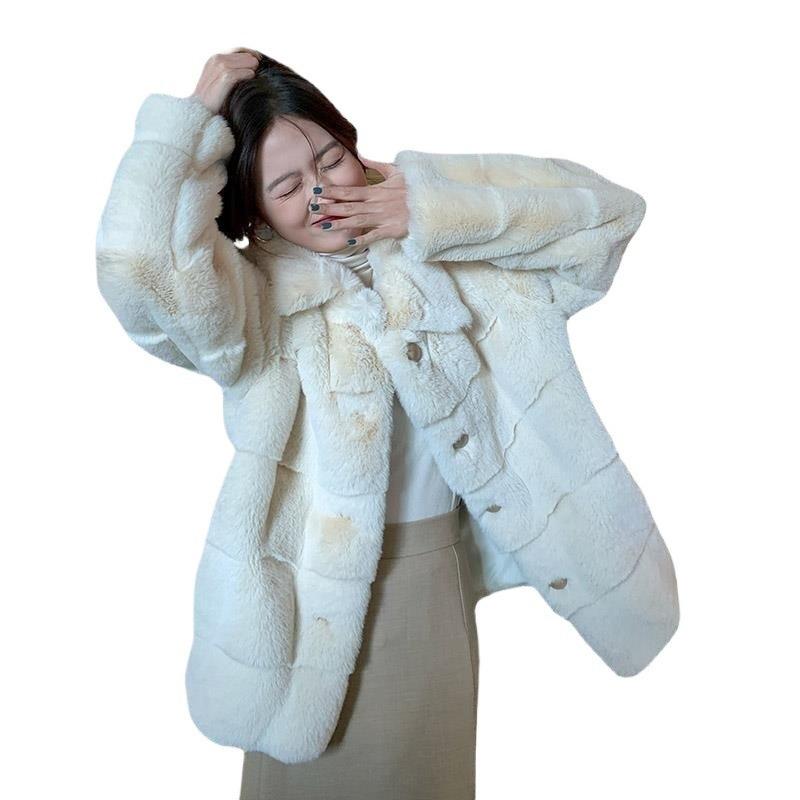Woolen cotton-padded jacket women's winter clothing new design sense imitation fur thickened warm niche temperament cotton clothing