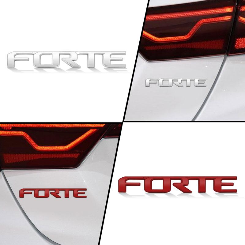 Car Styling 3D Chrome Metal FORTE Letter Logo Car Body Sticker Fender Side Emblem Rear Trunk Badge Decor Auto Accessories