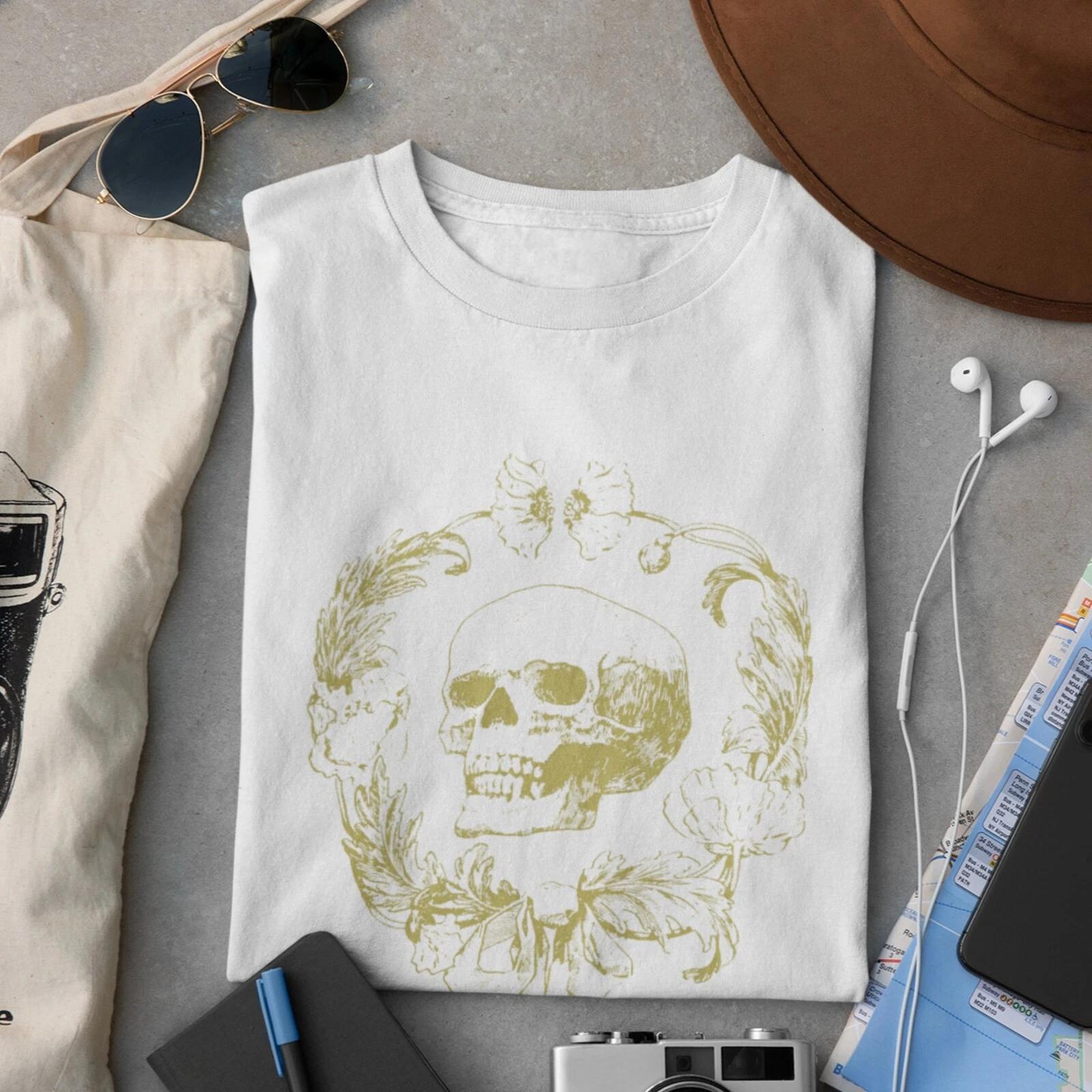 Men s and Women s T-shirts Retro Skull T shirt - Skeleton T shirt - Gold Skull - Gold Skeleton XXL