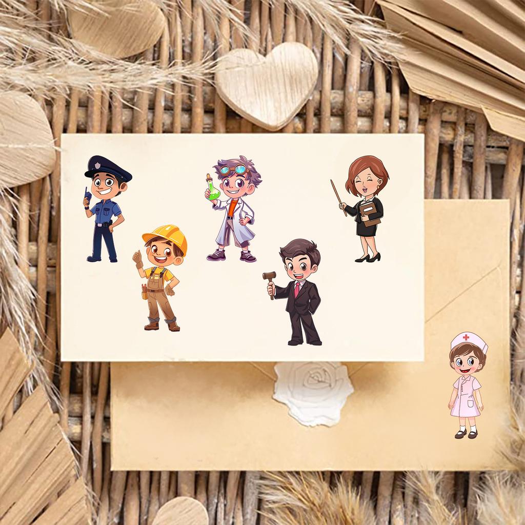 8 Types of Professional Doctors, Nurses, Firefighters Collage Hands-on DIY Handbook Mobile Phone Case Decoration