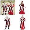 Dress Christmas Cosplay Cloth Hat Women Evening Dress Elegant Santa Claus Cosplay Costume  Adults