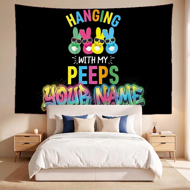 Peeps (5) Custom Name Tapestry Wall Hanging Tapestry Wall Art Decor for Bedroom Living Room