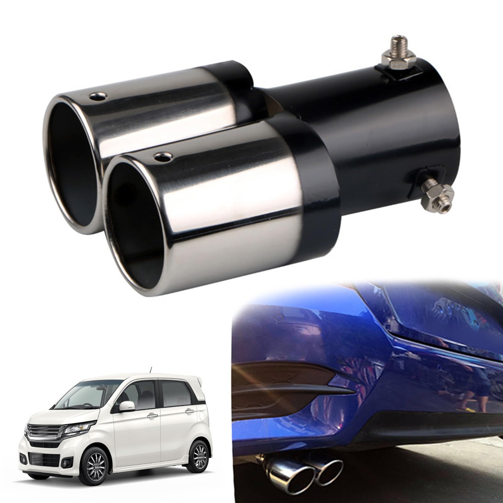 Muffler cutter, 2 pieces, for Honda N-WGN JH1 JH2 2013-2019, straight серебряный