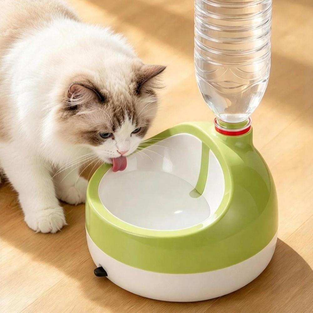 Splash-Proof Gravity Pet Drinking Station Leak Proof Cat Dog Water Bowl Fit Standard Bottle