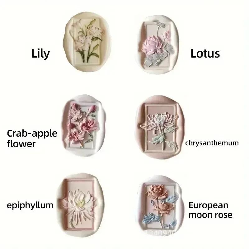 10/6Pcs Retro Flower Plants Wax Seal Stamp Lotus Rose Sealing Stamp Head For Scrapbook Envelopes Wedding Invitations Gift Cards