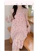 2026 Summer Women's Cartoon Padded Strappy Loose Nightgown Dress Pajamas - Sweet Outdoor Style