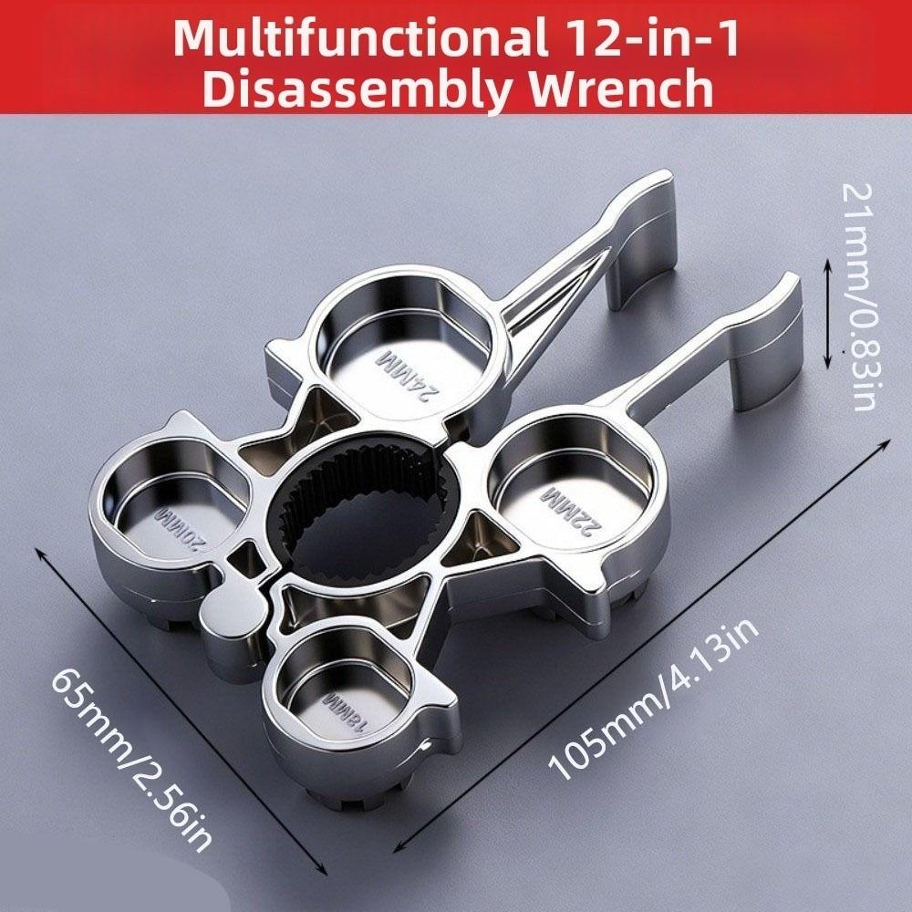Domácí oprava Vodovodní potrubí Klíč 12in 1 Klíč na instalatérské práce u dřezu Klíč na perlátor baterie Instalatérské nářadí