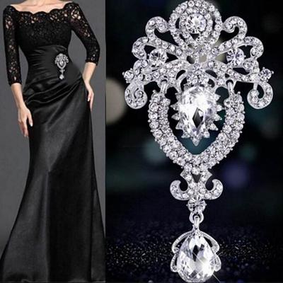 Large Flower Bridal Beauty Brooch Pin Rhinestone Jewelry Charm for Women Party ADM