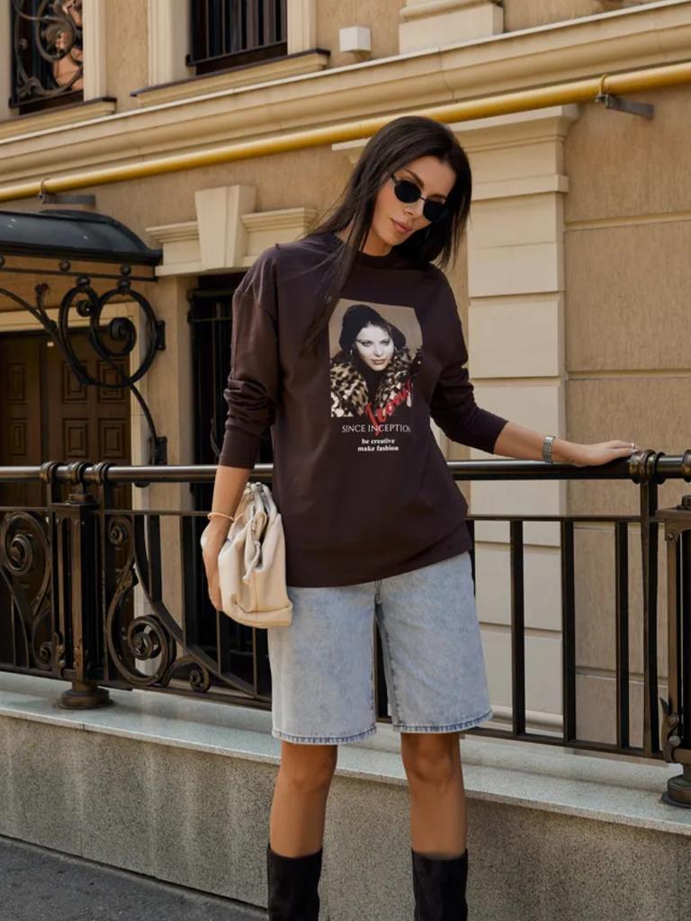 100% cotton t-shirt 2025 spring fashion temperament retro loose meat cover commuter ins wind