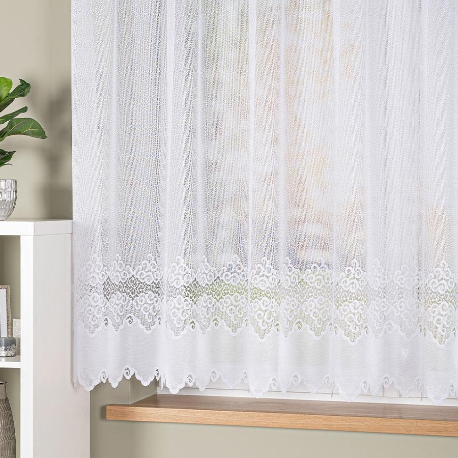 MODESTA - Ready-made Jacquard Curtain with a Straight Hem - 300x160 Cm - White
