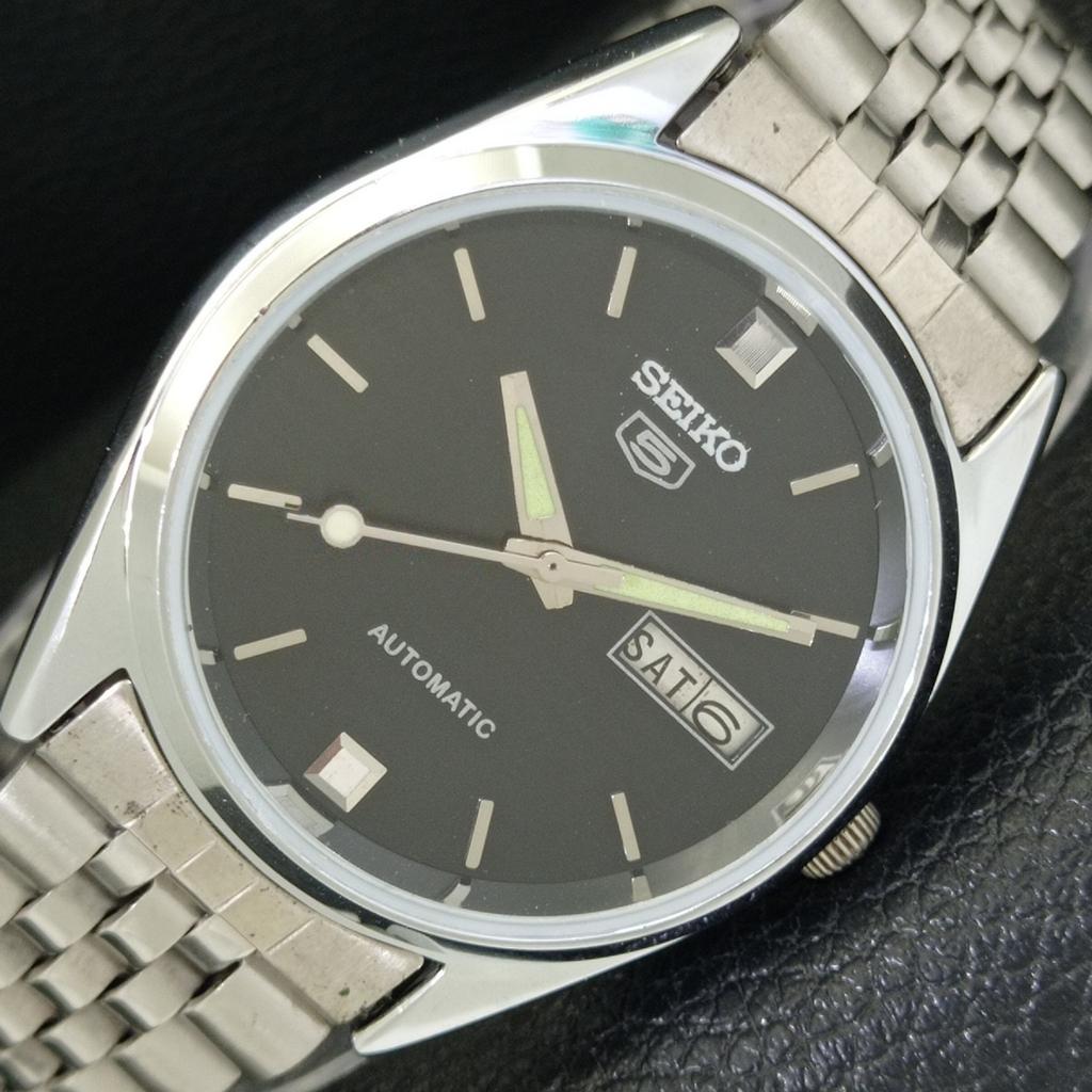 VINTAGE SEIKO 5 AUTOMATIC 6309A REFURBISHED JAPAN MENS BLACK WATCH A701703-5 R206c-a701703