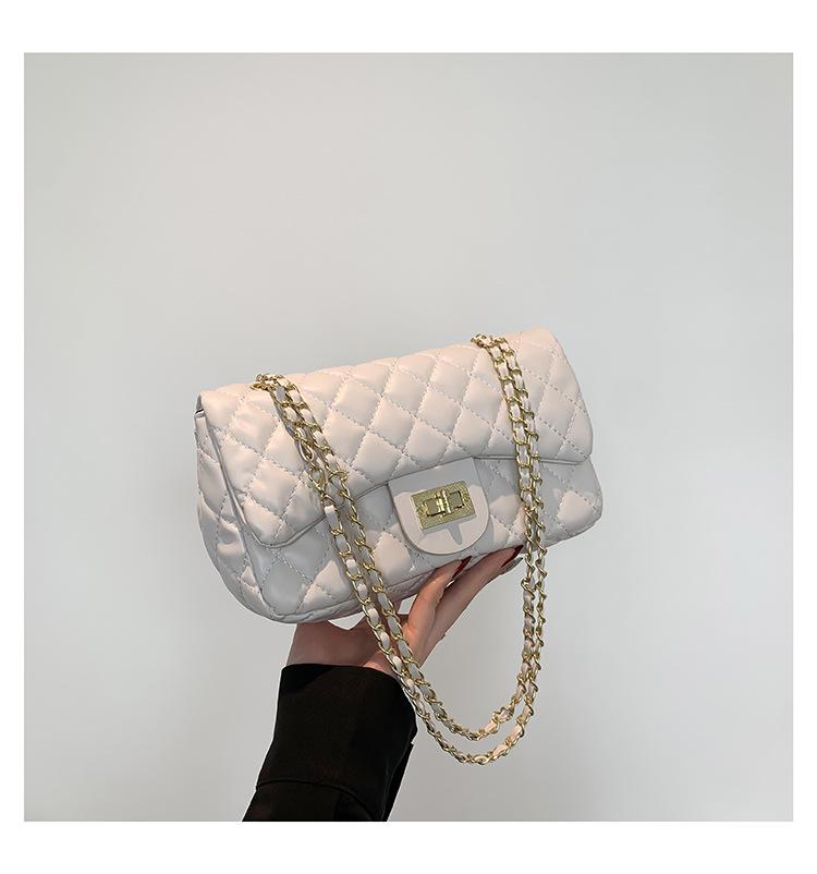 2024 Módní Argyle Vyšívaná Texturovaná Dámská Crossbody & Taška přes rameno - Velká kapacita, Ručně vyráběný řetízkový design