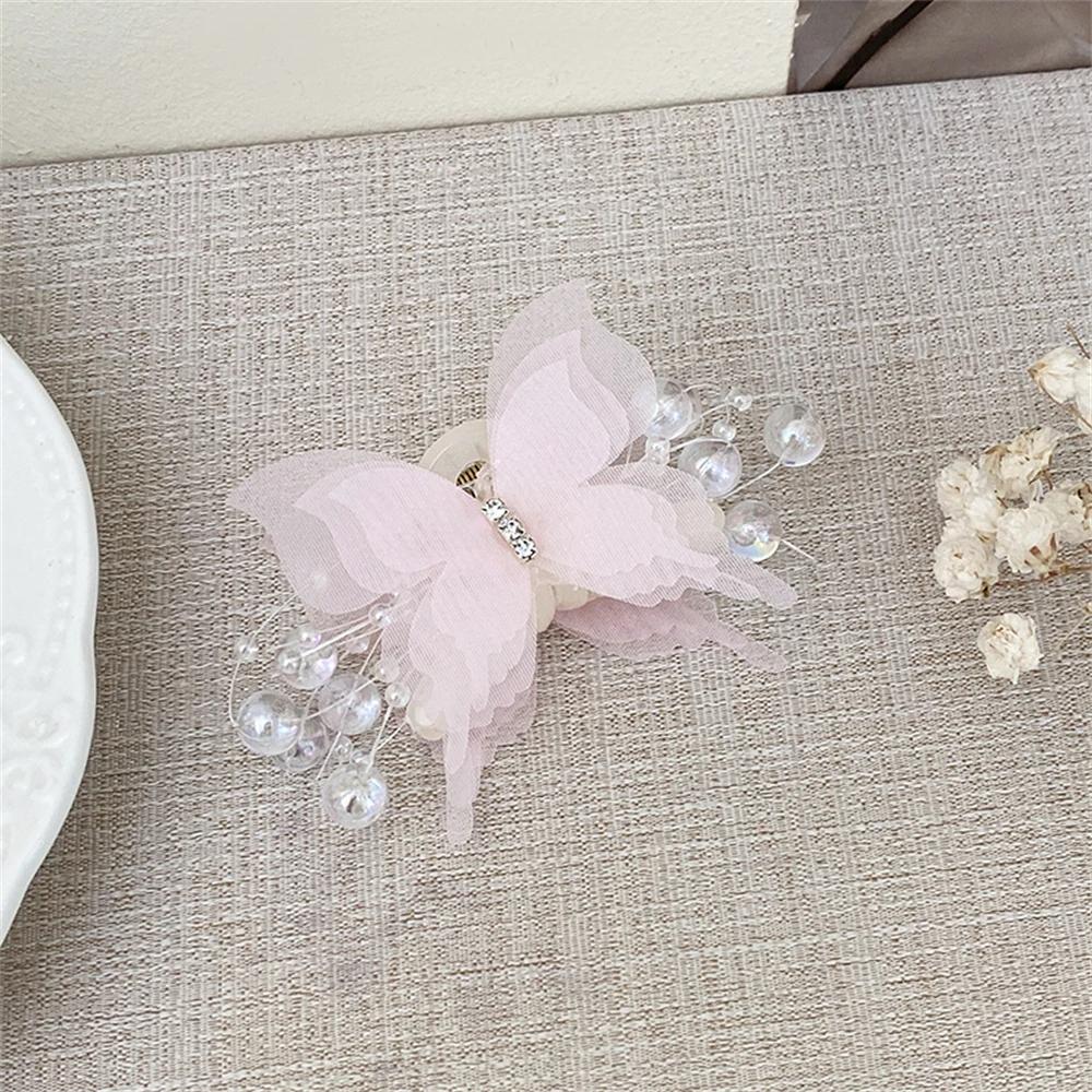 New Rhinestone Butterfly Small Grab Clip for Women Sweet Temperament Tie Hair Shark Clip Fashion Girl Hair Accessories