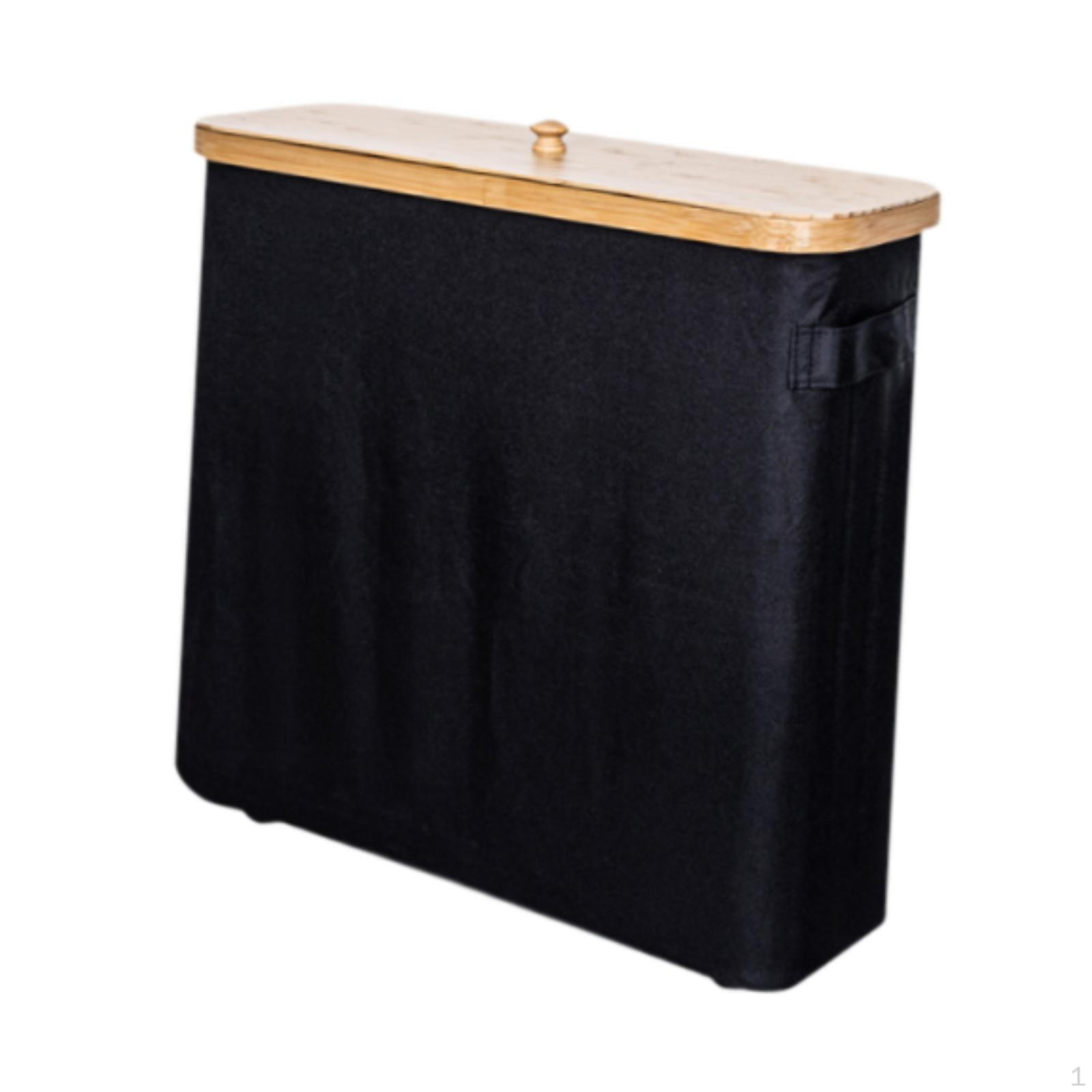 

Корзина для салфеток с бамбуковой крышкой для хранения туалетной бумаги и белья чёрный