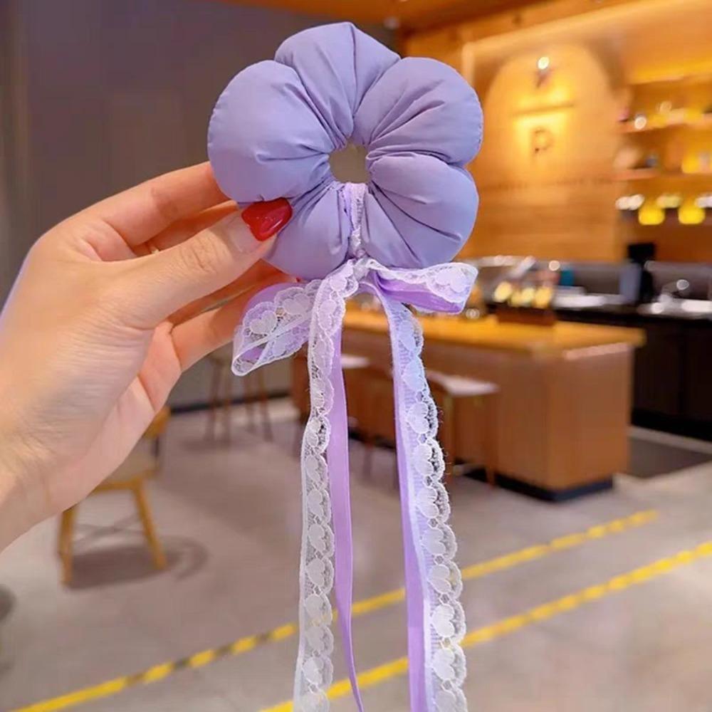 Exaggerated Children's Flower Scrunchies Ribbon Braid Hair Ring Large Hair Scrunchies Daily
