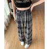 Demana Flattering Elastic Waist Plaid Wide-Leg Pants