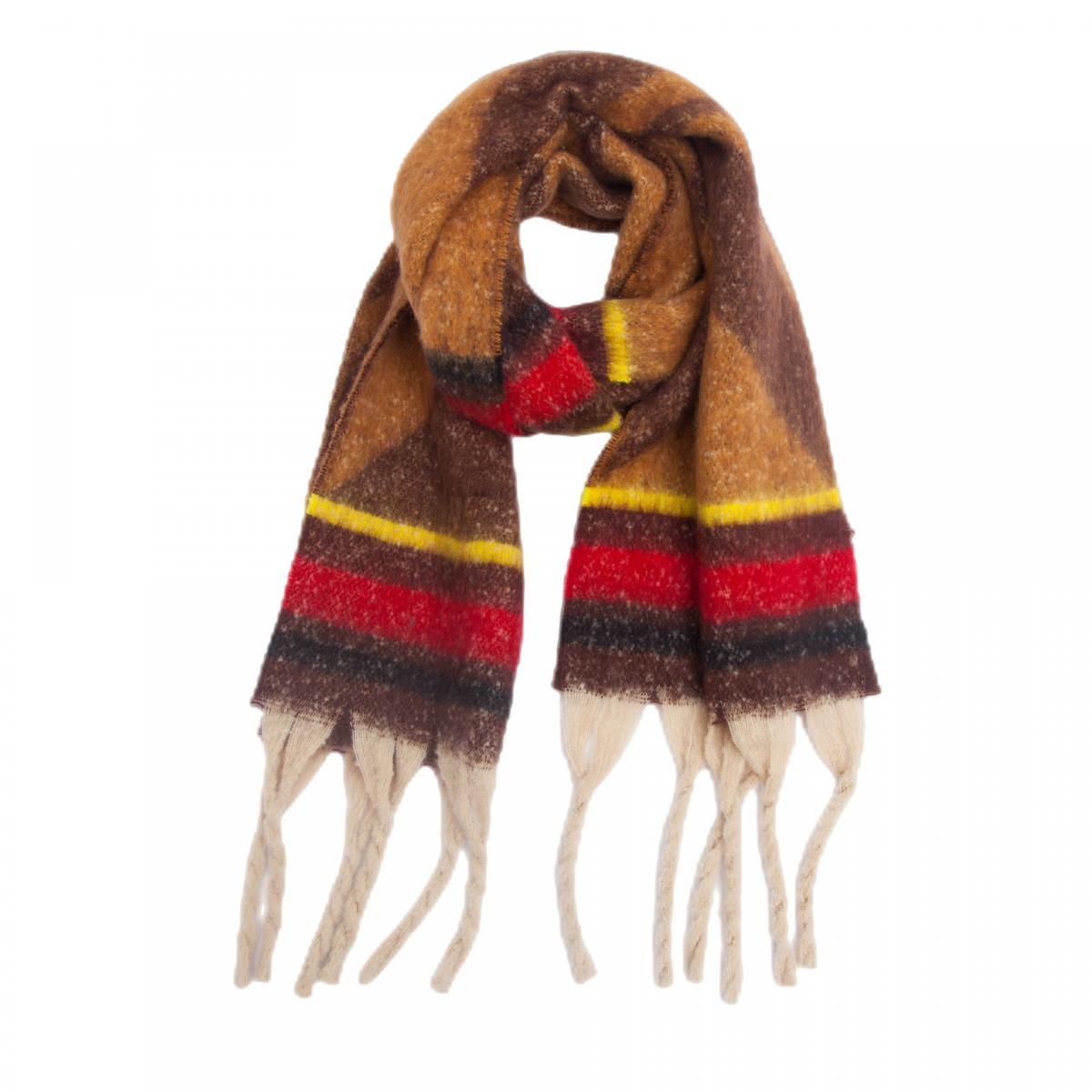 

Женская теплая шаль, осенне-зимний шарф с кисточками и горным принтом коричневый