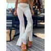 Women's Solid Color Swimsuit and Trendy See-Through Flared Pants 24020032