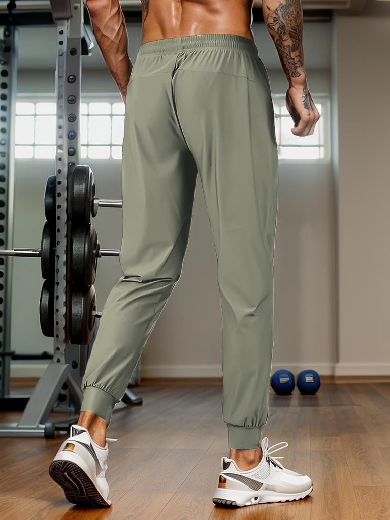 Men's European Size Summer Ice Silk Nylon Quick-Dry Breathable Elastic Pants