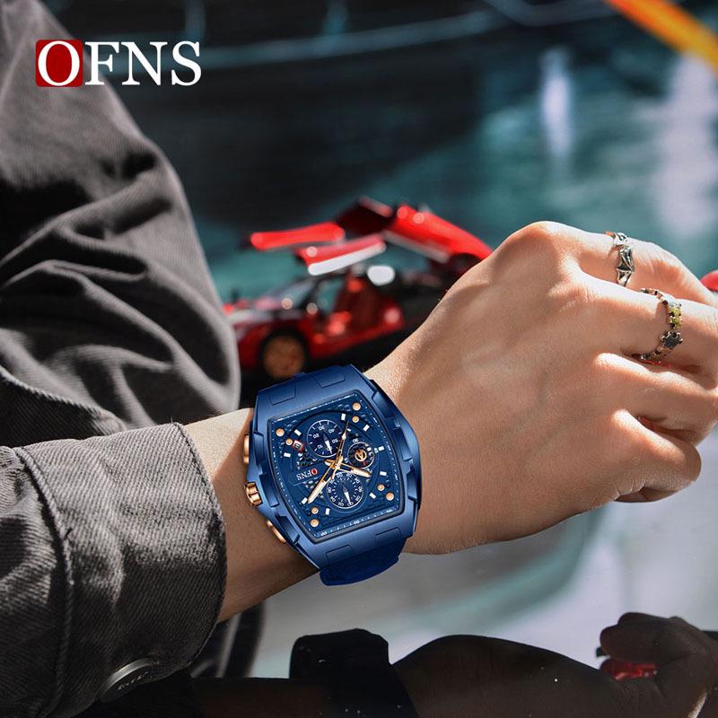 OFNS Men's Fashion Chronograph Watch: Trendy, 50M Waterproof, Luminous, Calendar, Three-Hand Design