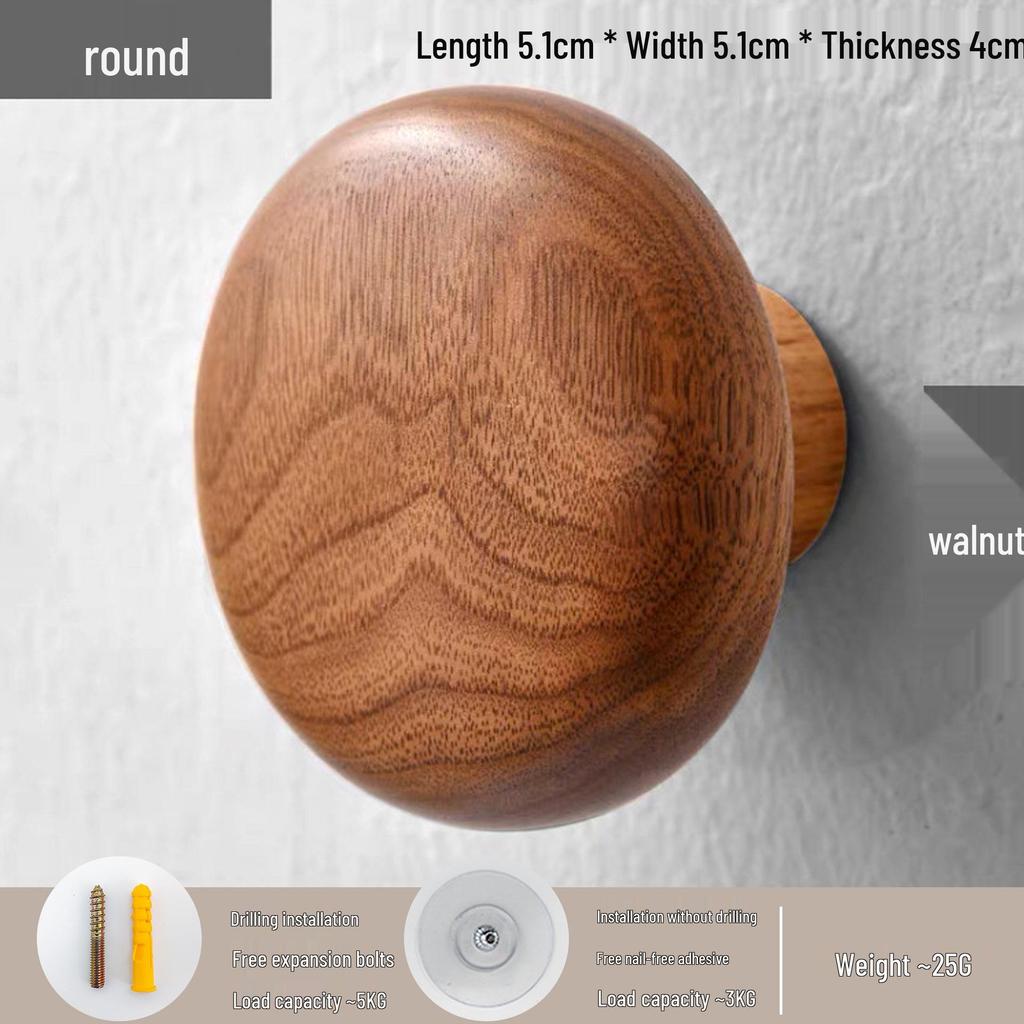 Nordycki Haczyk bez wiercenia z drewna orzechowego: Wieszak na ubrania i kapelusze za drzwiami