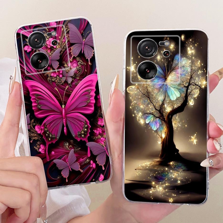 For Xiaomi Mi 13T Pro 5G Case Luxury Butterfly Tree Painted Cover Soft Silicone Phone Case For Xiaomi 13T Pro Mi13T Pro 5G Shell