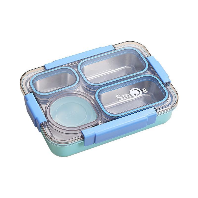 4-Compartment Stainless Steel Lunch Box with Portable Insulated Soup Cup, Microwaveable Bento Box for Office Workers.