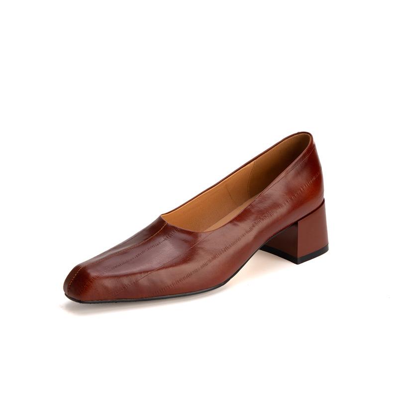 

Женские туфли-лодочки Элегантные туфли Мэри Джейн с острым носком Модные элегантные весенние туфли из натуральной кожи из коровьей кожи на низком каблуке для женщин 39