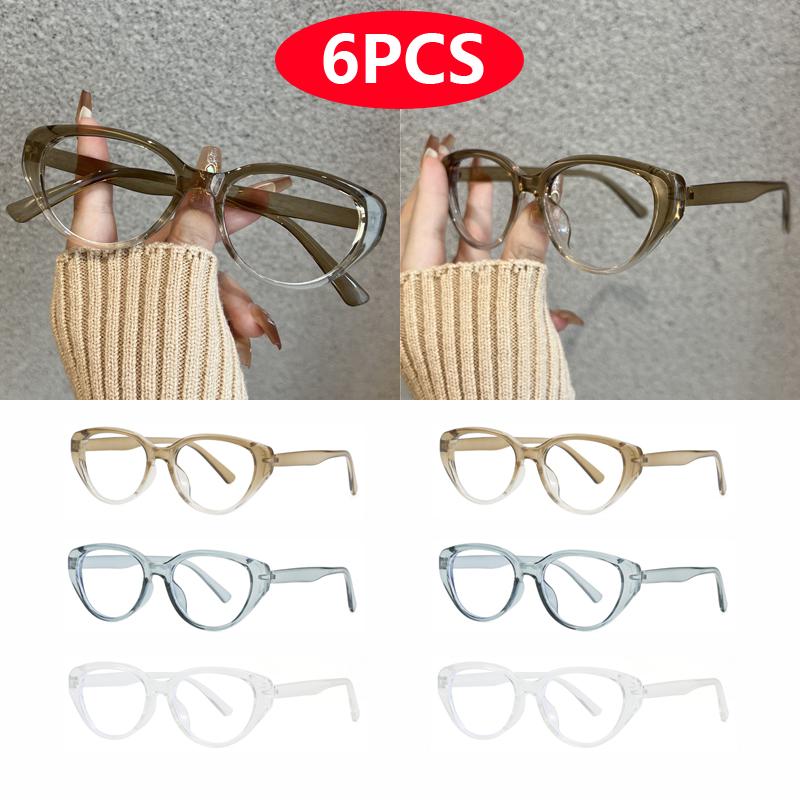 1/6pcs INS Cat Eye Glasses Frame Women Men Oversized Anti Blue Light Flat Mirror Unisex Eyewear Fashion