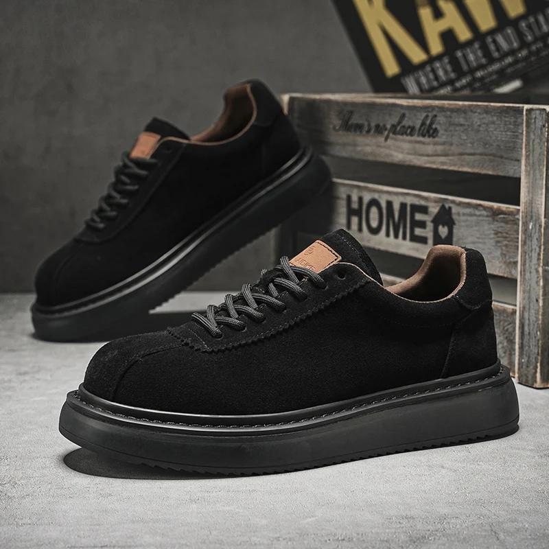 Brand Men Casual Genuine Leather Shoes Thick Bottom Office Oxford Business Shoes Comfy Antiskid Outdoor Running Sneakers Shoes