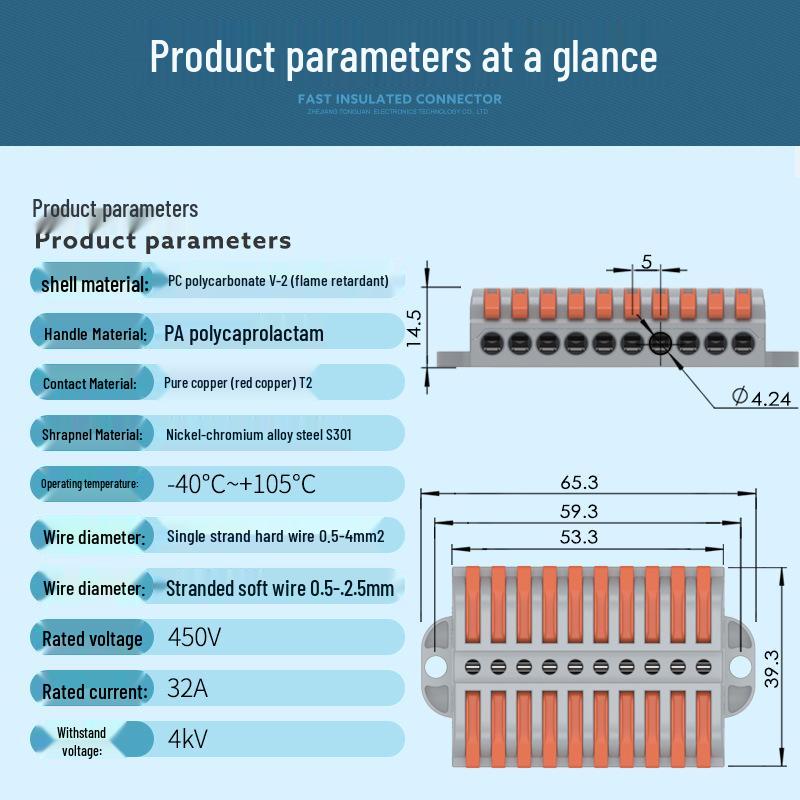 Unitek PCT-222 Multi-in/Out Quick Wiring Terminal for Soft and Hard Wire