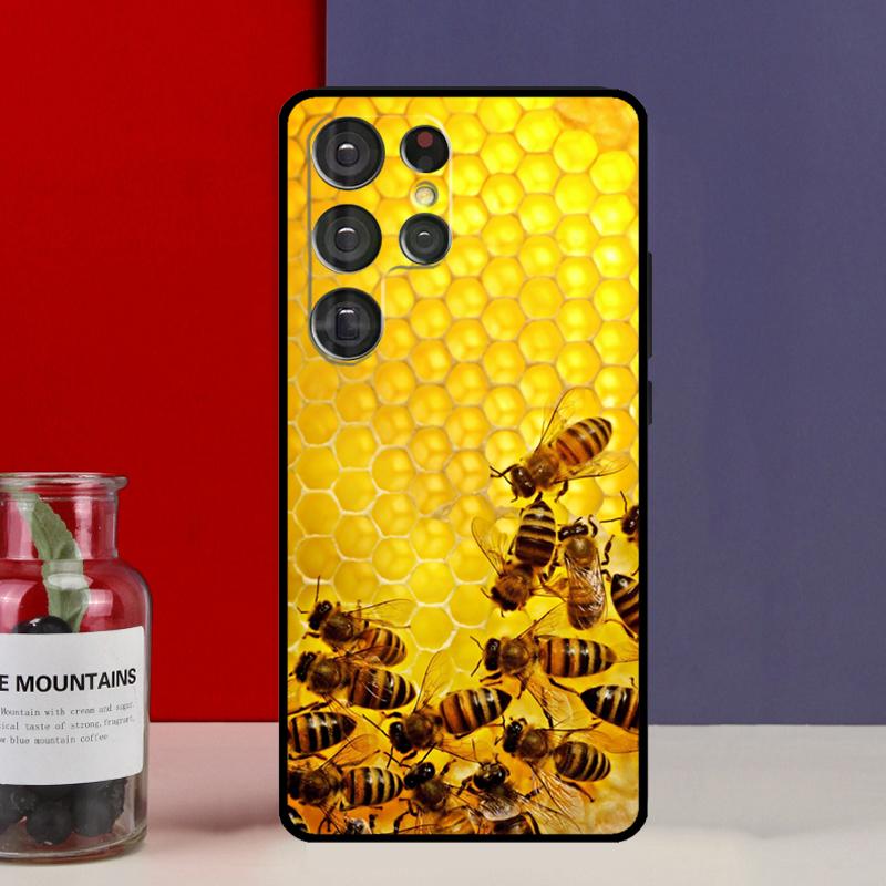 Golden Honeycomb Honey Bee Funda Case For Samsung Galaxy S25 Ultra S9 S10 S20 FE S21 S22 S23 Plus S24 Ultra Phone Cover