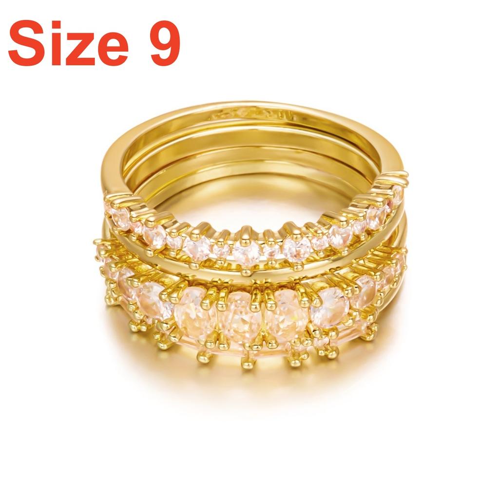 4Pcs/Set Simple Brass Inlaid Round Oval Square CZ Zircon Rings Set For Women Men Trendy Geometric Stackable Finger Ring Jewelry