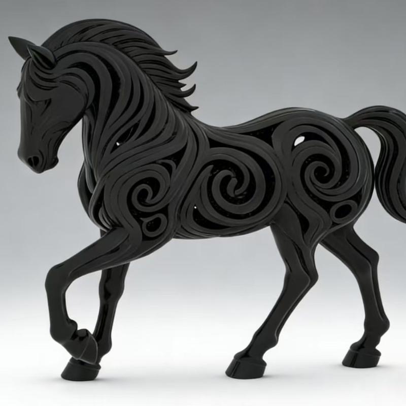 3D Printing Hollow Horse Figurine Suitable For Desktop Desk Office Horse Model Landscape Decor