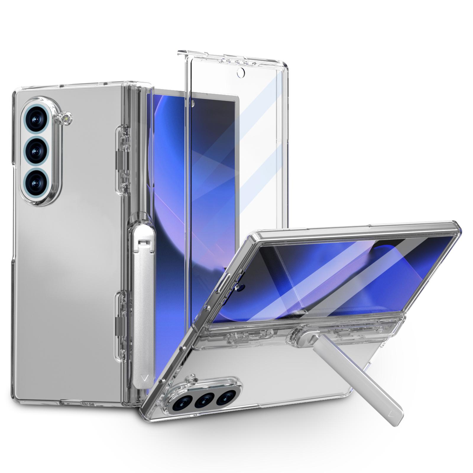 

GW181 For Samsung Galaxy Z Fold6 5G Case Rubberized Hard PC Kickstand Phone Cover Transparent