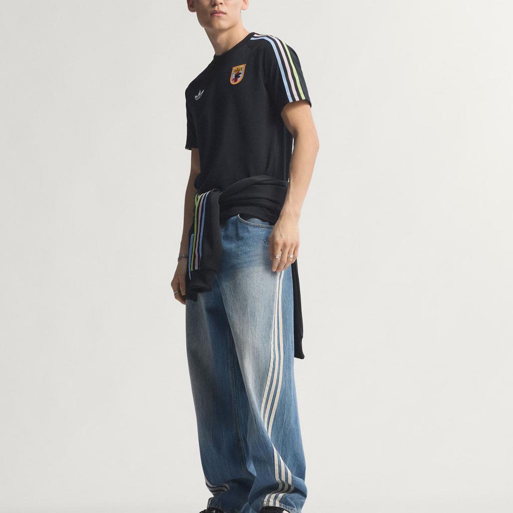 adidas Originals Japan Retro Football Casual Culture Slim Fit Knitted Striped Short Sleeve T-Shirt Men Tops KA1521