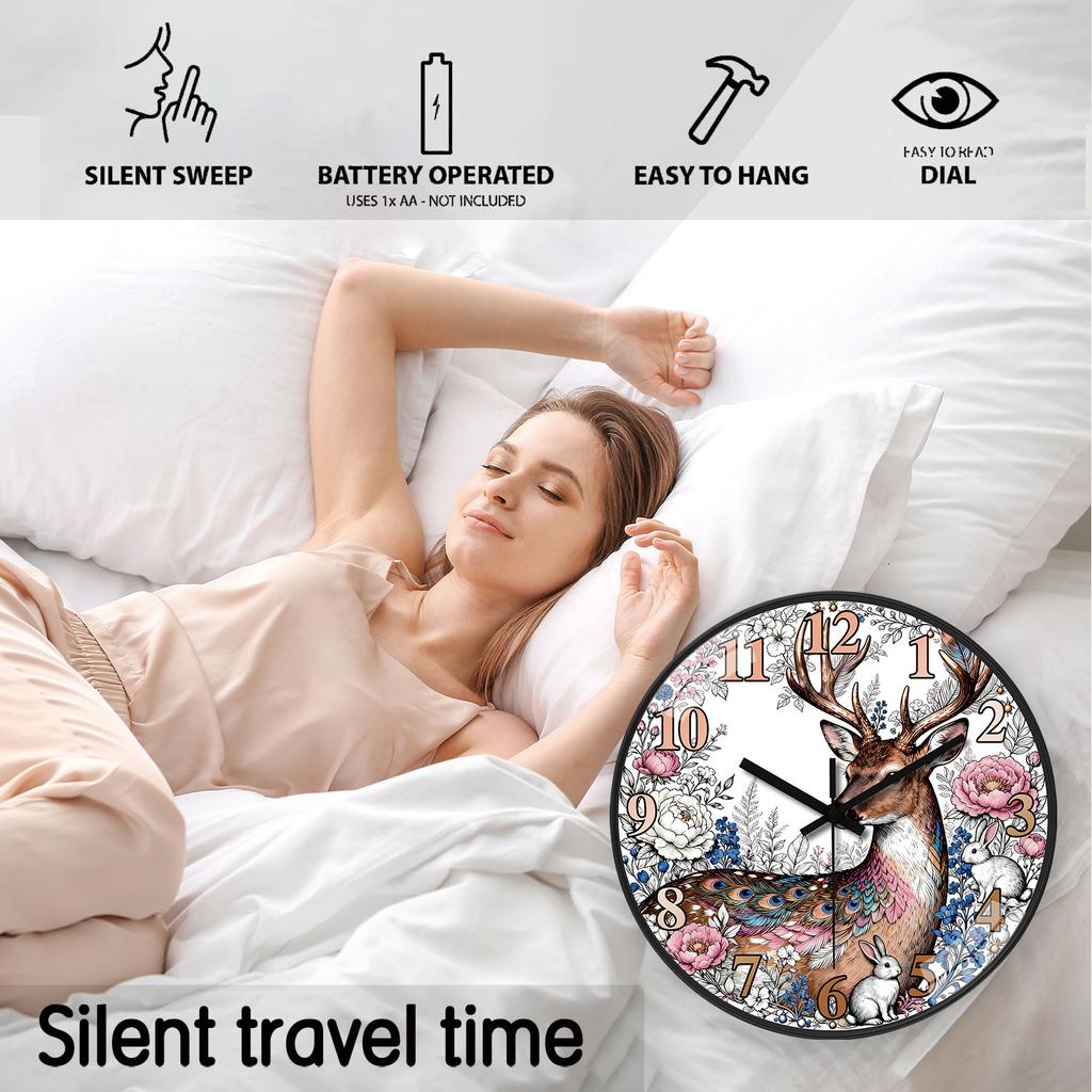 High-Quality 1 High-Quality Piece High-Quality Of High-Quality A Deer-Themed High-Quality Wall High-Quality Clock, 8-12Inch High-Quality Round