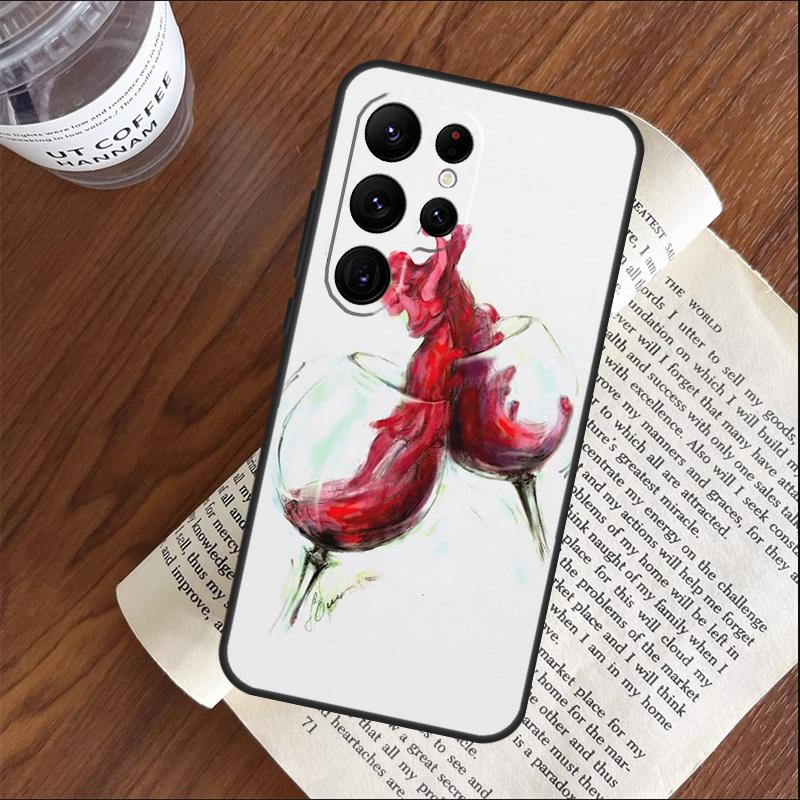 

Red Wine Glass Art Phone Case For Samsung Galaxy S25 S23 S22 S21 Ultra S9 S10 S20 Plus S24 FE Funda Cover Shell For Galaxy S9