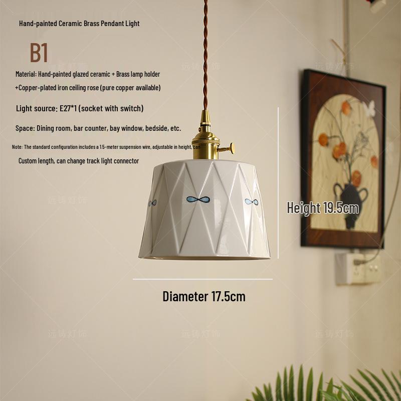 Chinese Retro Teahouse Ceramic Pendant Lamp: Ancient Style for Bedroom or Dining Room