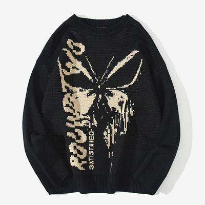 Winter Hip-hop Sweater Men's Women's Sweater Harajuku Fashion Butterfly Men's Loose Top Casual Streetwear Pullover Sweater