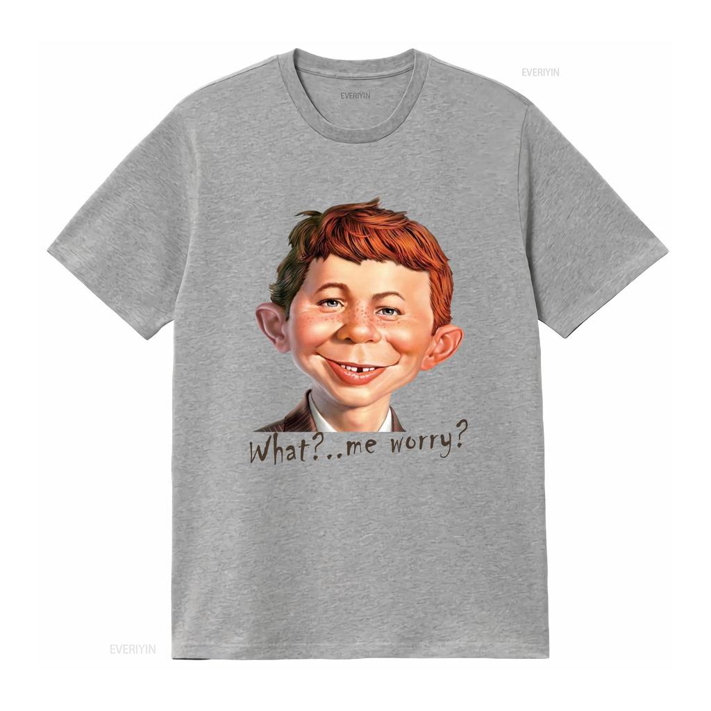 MAD Alfred E Neuman What Me Worry T Shirt Vintage Washed Streetwear Stretched Versatile Designer Clothes Top For Everyday Wear