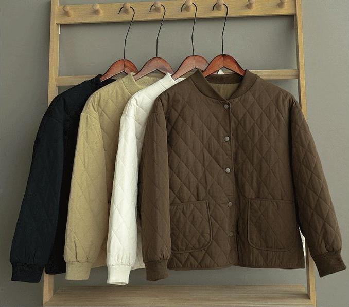 Spring Autumn Lightweight Padded Casual Elegant Jacket Thin Cotton Coat Woman Clothing Solid Color Long Sleeve Top Loose Quilted Jacket