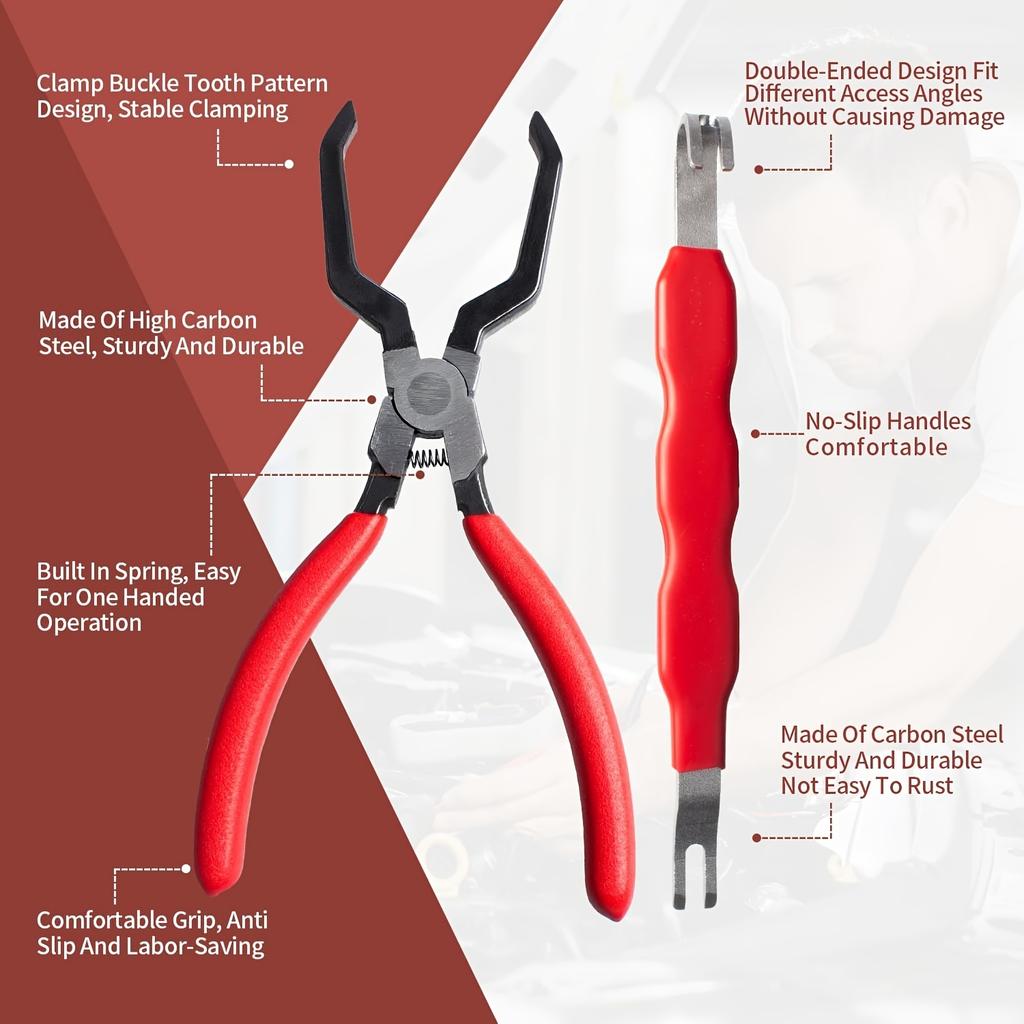 6pcs Electrical Disconnect Pliers for Cars, Automotive Electrical Plug Connector Disconnect Tool and Connector Separator