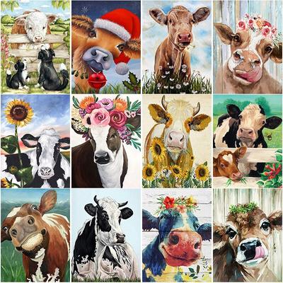 Neue 5D-Diamantmalerei zum Selbermachen, Rinder, Diamant-Stickerei, Tiere, Kreuzstich, volle Runde, Bohrer, Kunsthandwerk, Heimdekoration, manuelles Geschenk