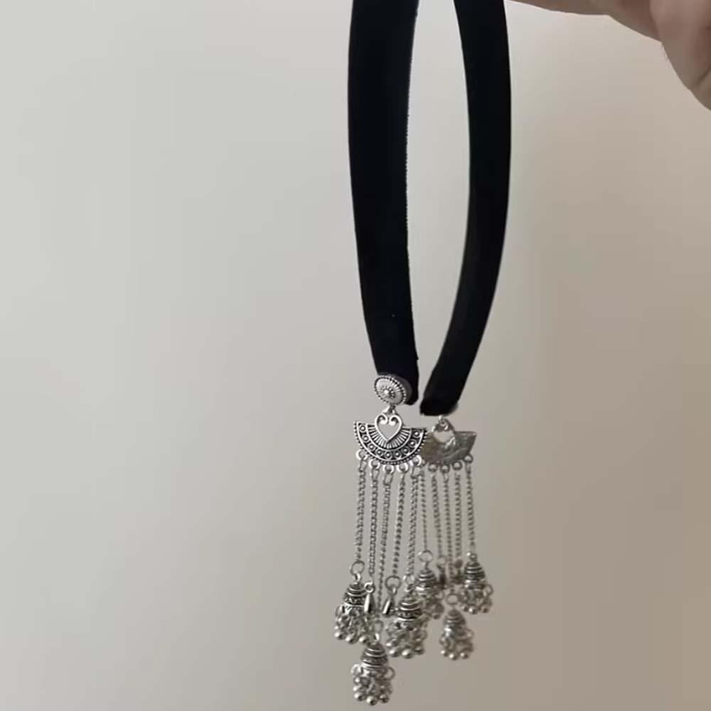 Flocking Vintage Hair Hoop Zinc Zinc Alloy Ethnic Style Headband Elegant Bell Tassel Hairband  Girls