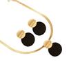 Earrings Two-color Metal Disc Stud Earrings Women's Simple Temperament Versatile Contrasting Color Earrings Necklace Set Women