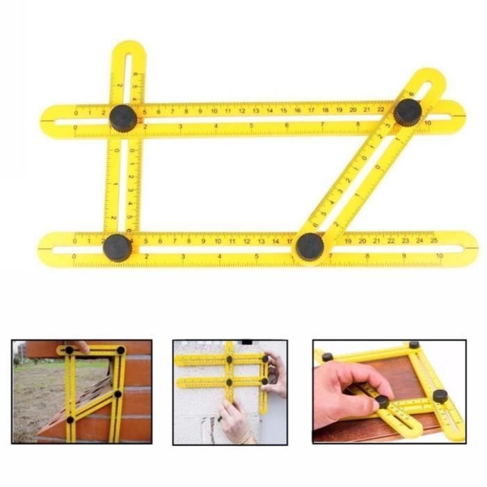 Outil de mesure - Angle-Izer - Multi-Angle - Jaune - Mesure d'angle et niveau - Polyvalent