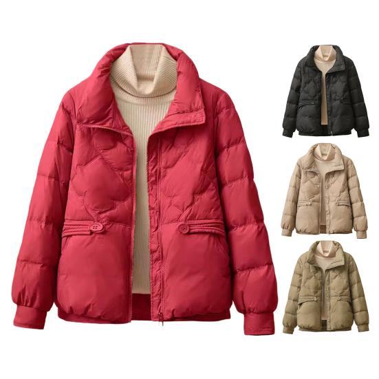 Winter-Daunenmantel, gepolstert, Umlegekragen, Taschen, Reißverschluss, Parka, winddicht, wärmespeichernd, Baumwolljacke für den täglichen Gebrauch bei kaltem Wetter