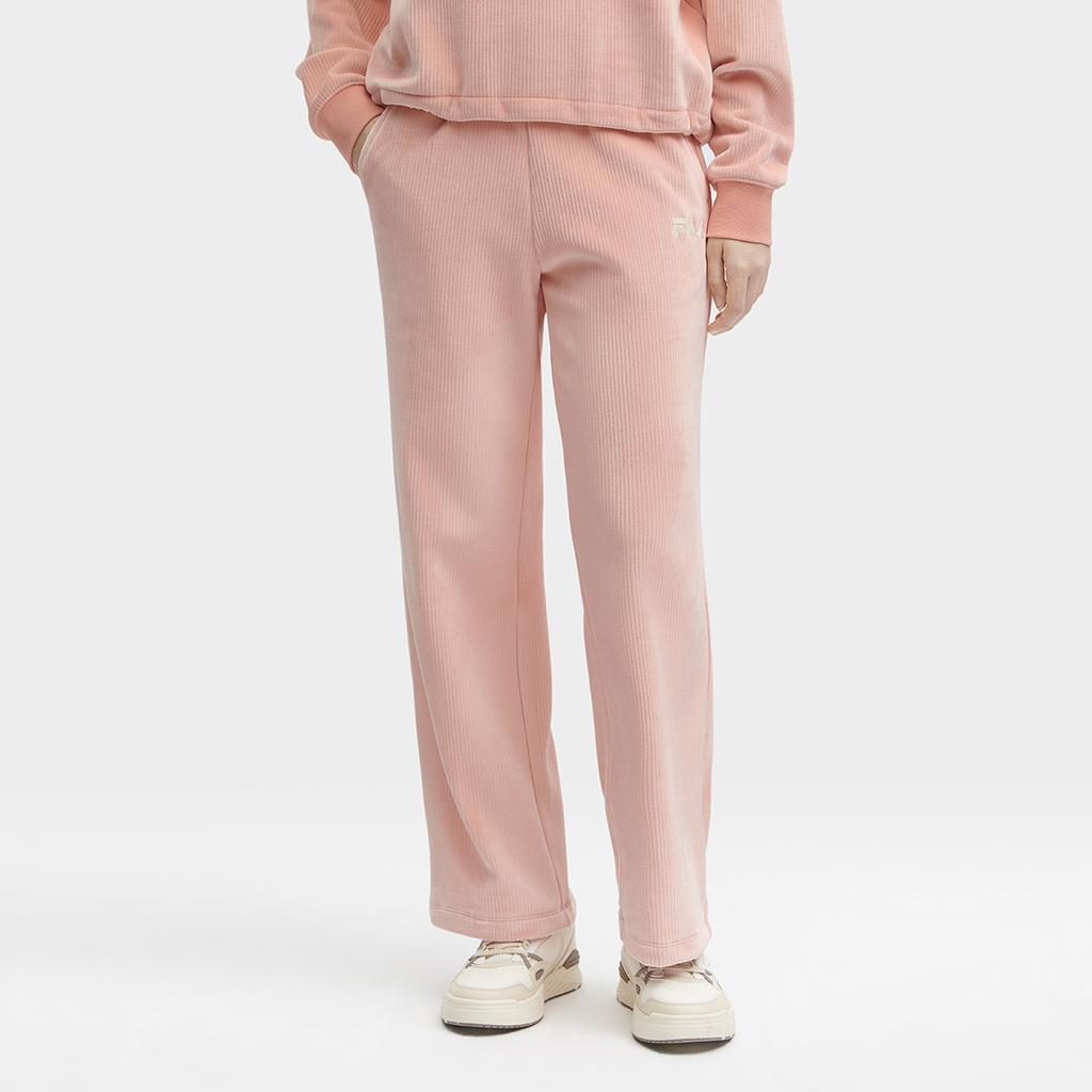 Fila Solid Color Straight Leg Knitted Casual Pants Women Bottoms Sugar-Pink F11W349602F-PK