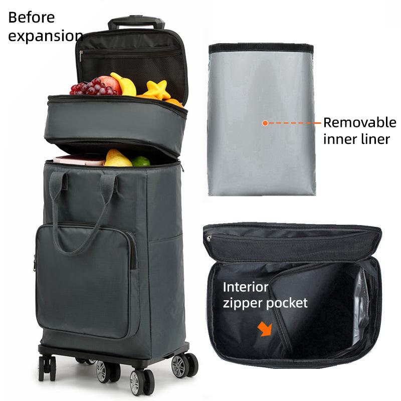 Telescopic Trolley Bag Supermarket Shopping Bag Folding Portable Lightweight Universal Wheel Travel Bag